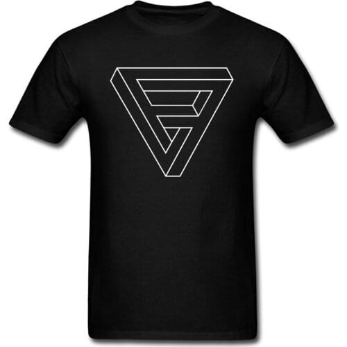 Free Delivery T Shirt 100% Cotton Summer Clothes For Men Optical Illusion Impossible Figure Penrose Triangle Geometric Tshirt