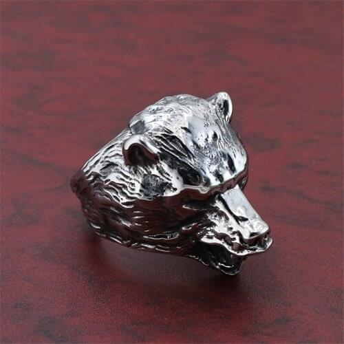 INSCHIC Drop Shipping Gothique Animal Wolf Head Big Large Male Finger Ring Stainless Steel Punk Accessories Jewelry Gift For Men