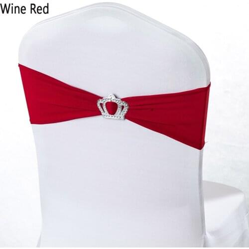 Kids Baptism Christmas Party Favor Red Green Elastic Spandex Chair Sash Crown Buckle Band Wedding Ceremony Decor 50pcs/lot