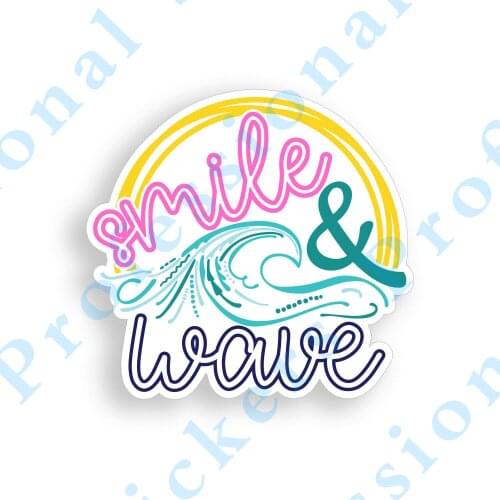 Creative stickers Smile and Wave Beach Ocean Sea Cup Cooler Laptop Car Vehicle Window Motorcycle Decal Waterproof Vinyl Decals