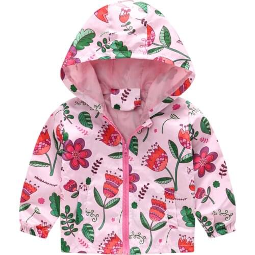 Little Boys Girls Print Coat Long Sleeve Hooded Zipper Jacket Big Hat Cute Print Spring Autumn Winter Top