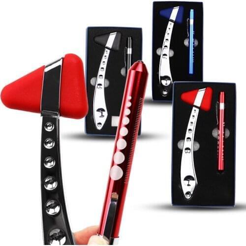Medical Neurological Massager Percussor Diagnostic Reflex Percussion Hammer LED Penlight Otoscope Ear Eye First Aid Torch Set