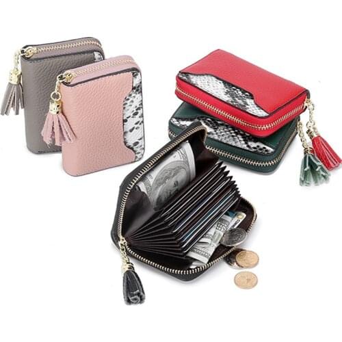 Ariliwwi Genuine Leather Card Mini Bag Vintage Serpentine Patchwork Real Cowhide Credit Card Cluth