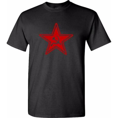New Hot American Style Summer Men shirt tee shirt brand clothing RUSSIAN COMMUNIST STAR customize t shirts