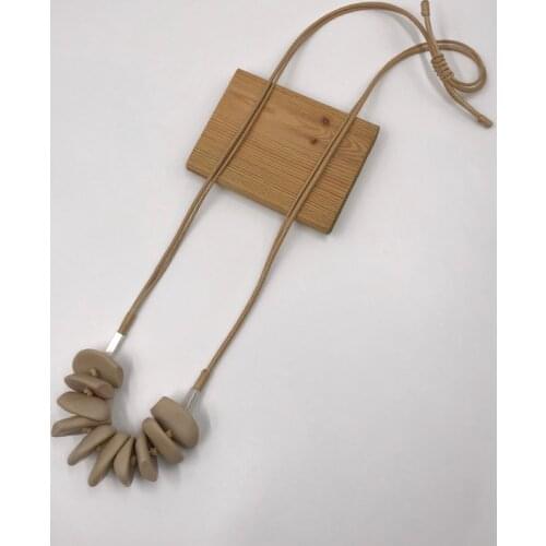 Kara&Kale Boho Fashion Jewelry Sweater Chain Long Necklace Pendants Wax Cord Resin Stone Beads Earthy Necklace Women Accessories