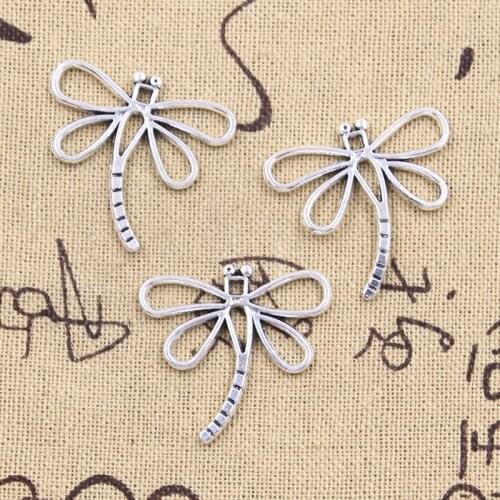 15pcs Charms Dragonfly 28x30mm Antique Silver Color Pendants DIY Crafts Making Findings Handmade Tibetan Jewelry
