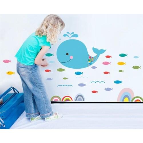 Underwater Duck Fish Shark Boat Bubble turtle Wall Stickers For Kids Rooms Bathroom bedroom Wall Decals Poster Mural