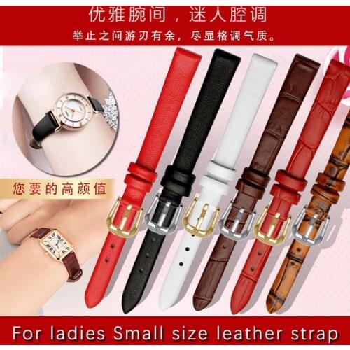 Small Size Genuine Leather Watchband Ladies Mini Band soft Women watch accessories 6 8 10 14mm Black Brown Red White blue pink