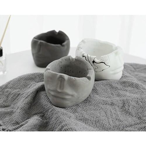 Concrete ashtray silicone mold creative cement ashtray mold face ashtray mold