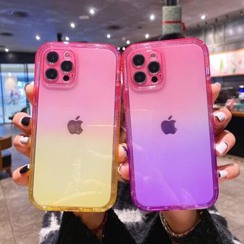 Gradient Silicone Case For iPhone 11 12 Pro Max XR Case Transparent Soft Clear Cover For iPhone 7 6 8 Plus X XS Max Coque