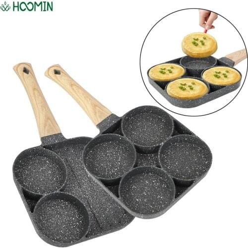 Four-hole Frying Pot Cooking Egg Ham Pans Thickened Omelet Pan Non-stick Breakfast Maker No Oil-smoke Egg Pancake Steak Pan