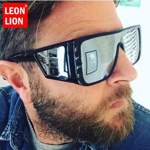 LEONLION Square Sunglasses Men Coating Mirror Siamese Women Sunglasses Oversized Frame Sun Glasses For Women Oculos Masculino