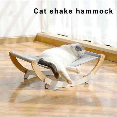 Comfortable Sunny Cat Hammock Removable Bed Lounger Solid Wood Durable Strong Wood Frame Bed Small Dogs Sofa Mat Pet Cat Bed For