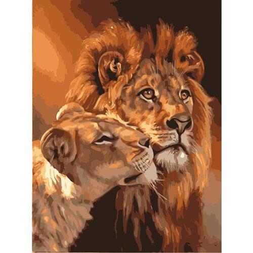 Frameless The Lion Animal DIY Painting By Numbers Kits Coloring Oil Painting on Canvas Drawing Home Artwork Wall Art Picture