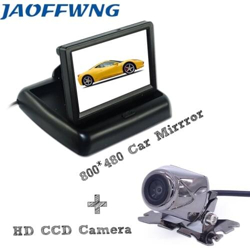 High quality product on promotion 4.3" placement In-Dash foldable car monitor +car rear reversing camera matel shell camera