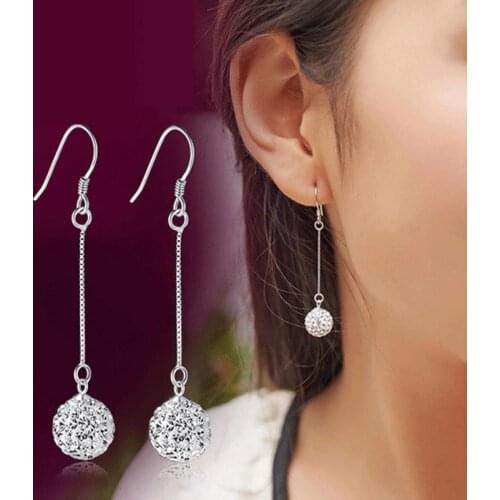 Full Crystal Princess Ball Long Drop Earrings For Women Earing Dangle Earring Earings Jewelry Brincos Oorbellen Pendientes Gift