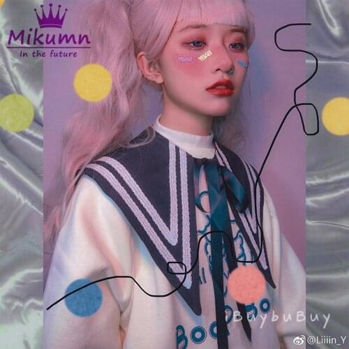 Japanese Style Navy Sailor Collar For Women Bow Lace-up False Fake Collar Cute Clothing Accessories Detachable Fake Collar