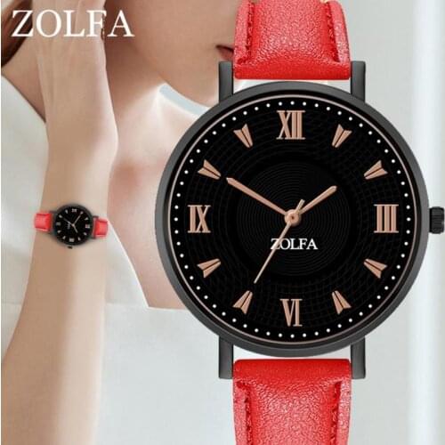 Zolfa New Fashion Women 's Luxury Leather Band Analog Quartz Wrist Watch Luxury Ladies Watch Women Dress