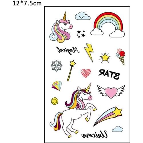 Funny 1Pcs Body Art Tattoo Stickers Waterproof for Baby Shower Birthday Party Decors Unicorn Sticker Disposable