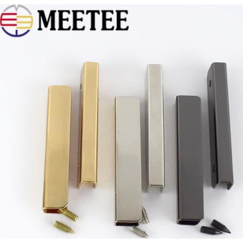 Meetee 5cm Bag Corner Screws Clip Edges Protector Metal Buckles Bag Purse Decoration Corners DIY Leather Crafts Accessories