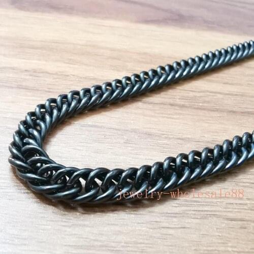 2meter lot black stainless steel Fashion curb chain link Findings jewelry marking DIY 7MM wide