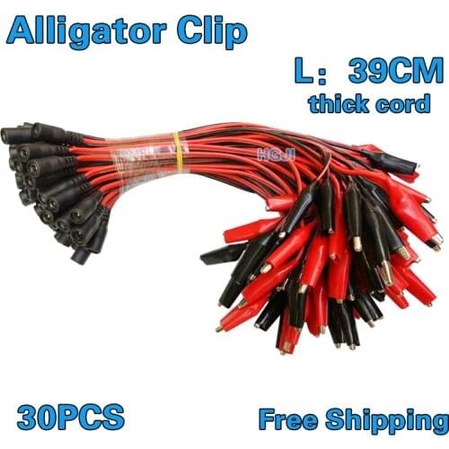30pcs Power Adapter Supply DC5.5*2.1mm connector converter Alligator Clip Wire DIY conduce el Crocodile Clips Roach Clip