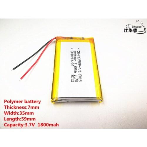 5pcs/lot Good Qulity 3.7V,1800mAH,703559 Polymer lithium ion / Li-ion battery for TOY,POWER BANK,GPS,mp3,mp4
