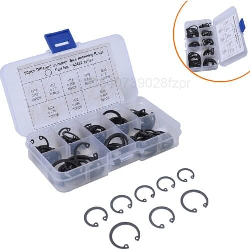 80pc Boxed Circlip M16-m25 Stainless Steel Circlip Boxed / C-type Circlip Steel