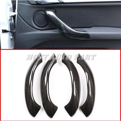 ABS Plastic Black Ash Wood Carbon Fiber Look Interior Door Handle Trim Cover For BMW X1 F48 2016-2019 X2 F47 2018-2019 4pcs