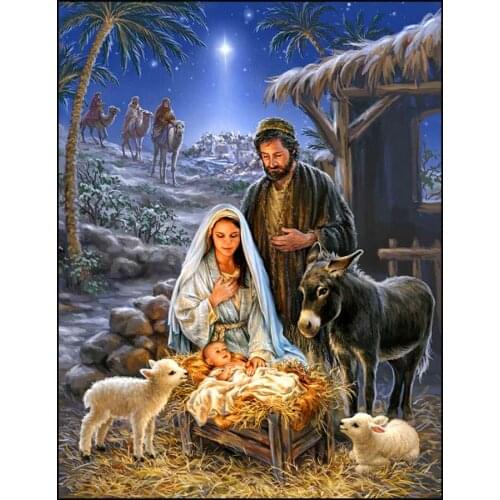 5D DIY Diamond Painting Mother of God Full Square Drill Rhinestones Mosaic Cross Stitch Birth of Jesus Christ Diamond Embroidery
