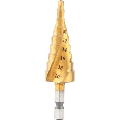 Diamond Drill Hex Shank HSS Spiral Step Cone Drill Bit Hole Cut 4/6/8/10/12/14/16/18/20mm New Hole Saw