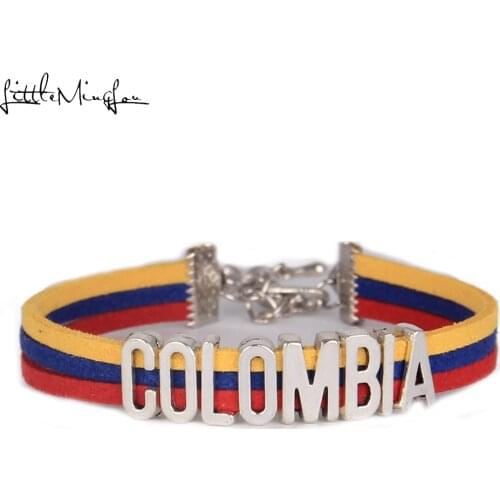 Little MingLou Infinity love COLOMBIA Bracelet heart Charm bracelets & bangles for Women men leather braid country jewelry