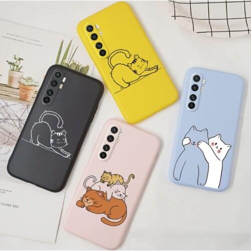 Funny Cartoon Cat Case For Xiaomi Poco X3 Pro Mi 11 Lite Mi Note 10 Pro Lite 9T A3 Poco X3 Nfc Case Cover Silicone TPU Cute Soft
