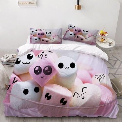 Cotton Candy Bedding Set 3D Printing 3pcs Duvet Cover Home Textile Ice Cream Quilt Cover Single Queen King Size Bed Cover Set