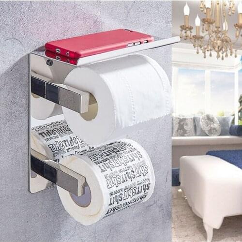 304 Stainless Steel Toilet Paper Holder Bathroom Wall Mounted Roll Paper Holder Shelf Bathroom Accessories