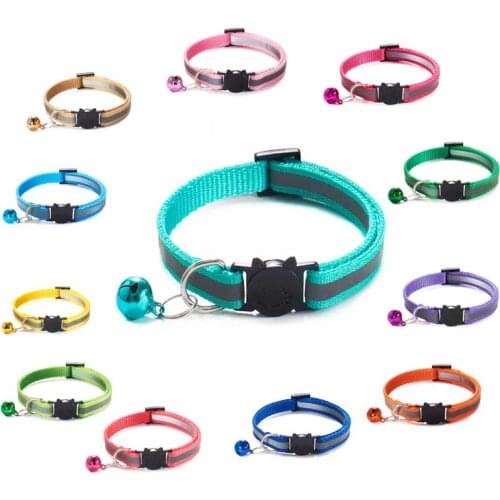 Cheap Breakaway Cat Collar With Bell Necklace Cat Mascot Luminous Dog Collar Kraag Kattentuigje Nylon Buckles Fashion Reflective