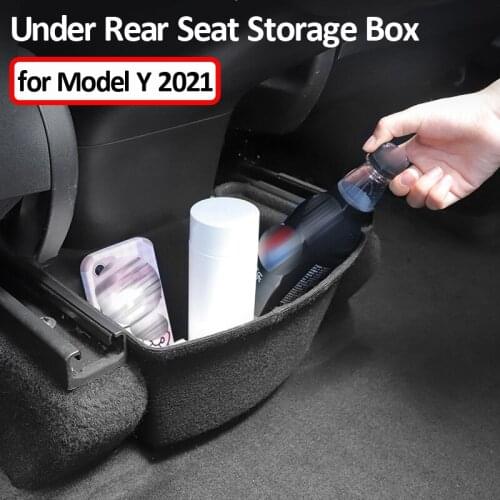 For Tesla Model Y Under Rear Seat Storage Box Felt Organizer Box Car Modification Interior Parts Car Accessories Storage items