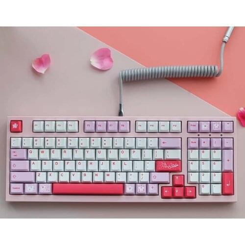 Hazakura Theme 132 Keys PBT Keycaps Sublimation Dye Subbed For MX Switch Mechanical Keyboard Japanese Keycap Cherry Profile