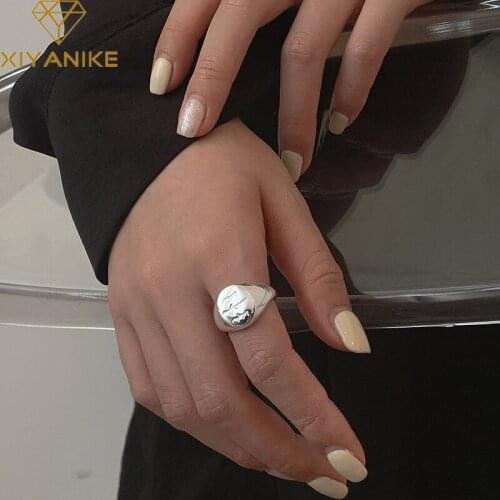 XIYANIKE 925 Sterling Silver New Geometric Oval Letter Width Ring Female Fashion Simple Retro Party Jewelry Кольцо Dropshiping