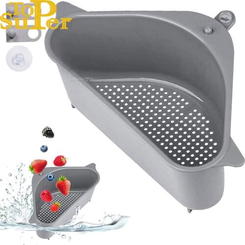 Kitchen Organizer Triangular Corner Sink Drain Rack Shelf Multifunctional Household Goods Sponge Holder For Kitchen Convenience