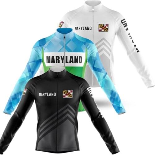 Maryland 2021 Cycling Jersey Long Sleeve USA Cycling Clothing Men Mountain Road Bike Shirts Bicycle Top MTB Wear Maillot