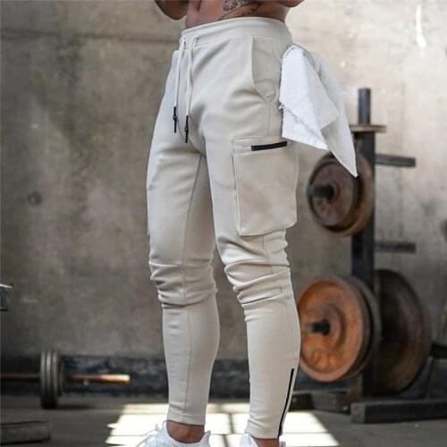 Mens Jogger Pnats Sweatpants Man Gyms Workout Fitness Cotton Trousers Male Casual Fashion Skinny Track Pants Zipper Design Pants