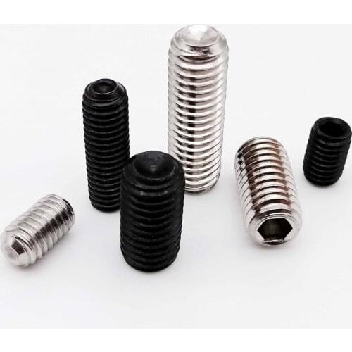 50pcs M2 M2.5 M3 M3.5 M4 M5 M6 Black grade 12.9 Alloy 304 Stainless Steel Hex Hexagon Socket Head Cup Point Grub Set Screw Bolt
