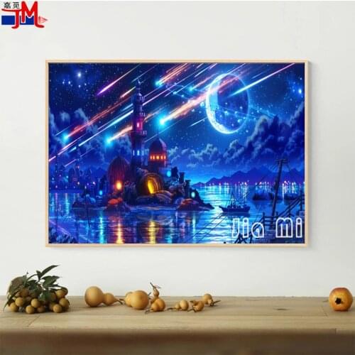 Space Station Planet Full Square Diamond Painting Meteor Abstract Landscape Pattern Diamond Embroidery Mosaic Cross Stitch Kit