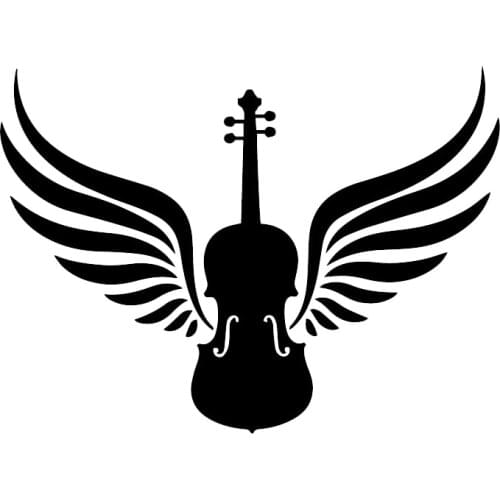 Wing Violin Music Decoration Car Sticker Motorcycle Sticker Pvc Motorcycle Car Decal Sticker, Black/white, 17cm X 13cm