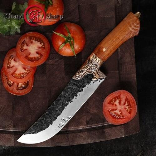 Chef Knife Traditional Kitchen Cooking Tools Hand Forged Sharp Filleting Knife Outdoor BBQ Pchak Sashimi Vegetable Cutter Sheath