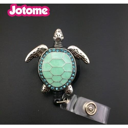 10pcs/lot Turtle ID Badge Holder - Retractable ID Name Tag Badge Reel Clip On With Spring Pinch Clip For Name Badges & Labels