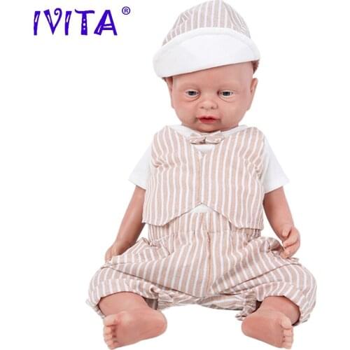 Send from US & China IVITA WB1502 18 inch 3800g full body silicone Realistic reborn doll Lifelike Toys Baby Boy eyes opened