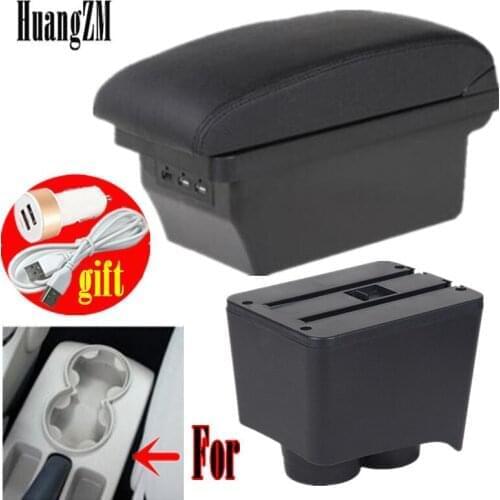 For old Polo 9N/9N3 02-09 Vivo 10- Dual Layer Car Armrest Cup Holder Center Centre Console Storage Box Tray Leather