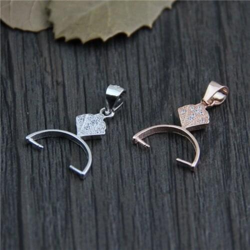 100% 925 Sterling Silver Necklace Pendant Clip Clasps Rose Gold Jades Pendants Connector Clasps DIY Fine Jewelry Making Findings